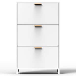 47.63 in. H x 27.56 in. W White Freestanding/Wall Mount 3-Drawer All Steel Shoe Storage Cabinet with Adjustable Shelves