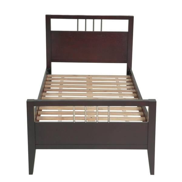 Benjara Fang Espresso Brown King Wood Frame Sleigh Bed with