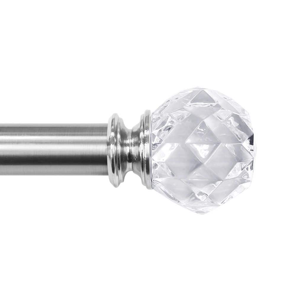 50 in. - 144 in. Adjustable Single Curtain Rod 1 in. Dia. in Brushed Nickel with Faceted Crystal Sphere finials price history on PriceWatchPro