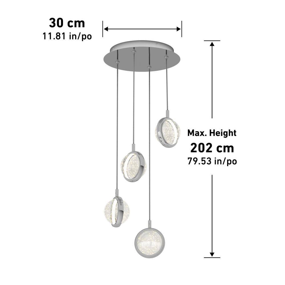 Avalon Chrome LED Pendant Light with Adjustable Glass Spheres