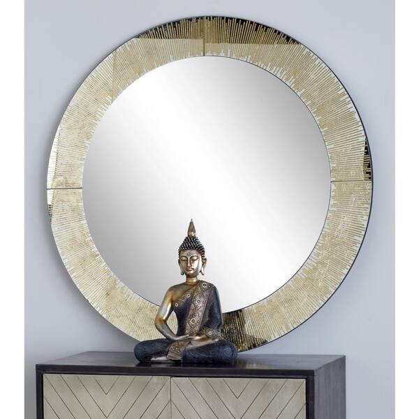 Litton Lane Medium Round Gold Modern Mirror (39 in. H x 39 in. W)