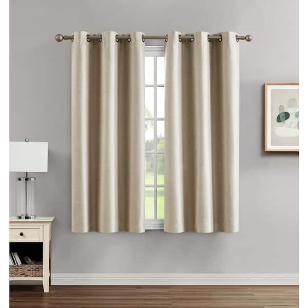 CREATIVE HOME IDEAS Brea Linen Tiebacks Blackout Grommet Curtain - 38 in. W x 63 in. L (2-Panels and 2-Tiebacks)
