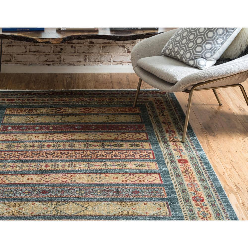 Luxe Lodge High Pile 8'x11' Blue Synthetic Area Rug
