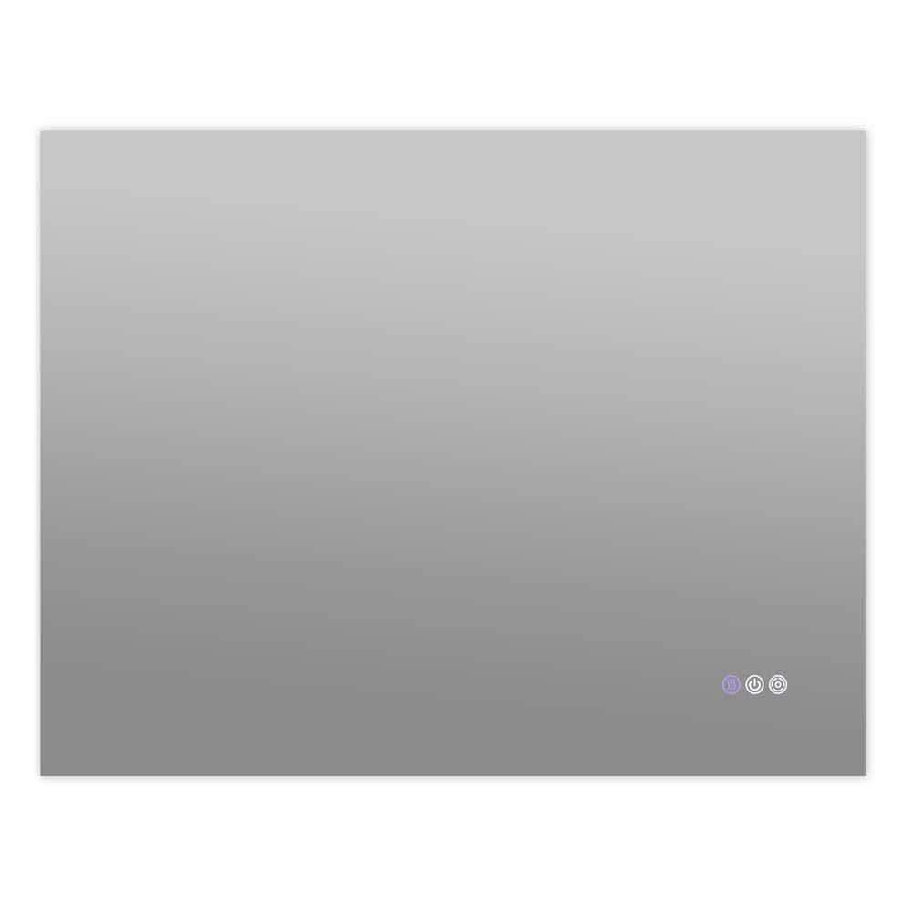 Clear 35 in. W x 28 in. Led Modern Rectangle Wall Mirror with Anti-Fog, Mem