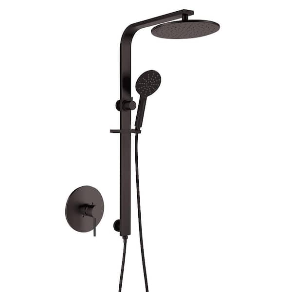 HOMLUX 2-Spray Patterns with 1.8 GPM 10 in. Wall Mount Dual Shower Head in Oil Rubbed Bronze (Valve Included)