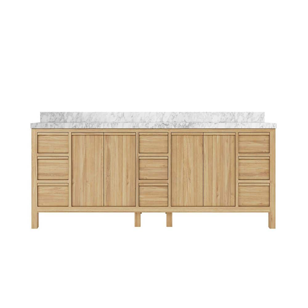 Elizabeth 84 in. W x 22 in. D x 36 in. H Double Sink Bath Vanity in Natural with 2 in. Carrara Marble Top price history on PriceWatchPro