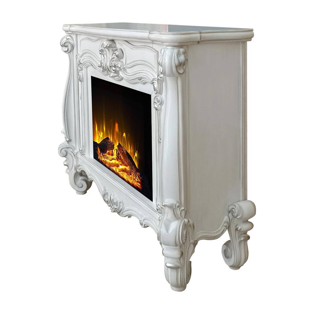 Bone White Traditional Freestanding Electric Fireplace