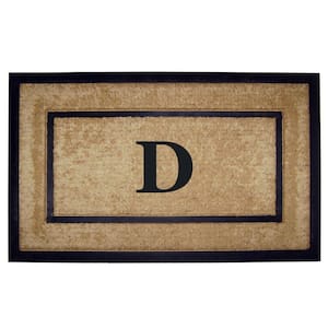 DirtBuster Single Picture Frame Black 22 in. x 36 in. Coir with Rubber Border Monogrammed D Door Mat