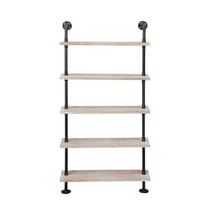 8 in. x 30 in. x 59 in. Claremont Black Industrial Piping Decorative Wall Shelves