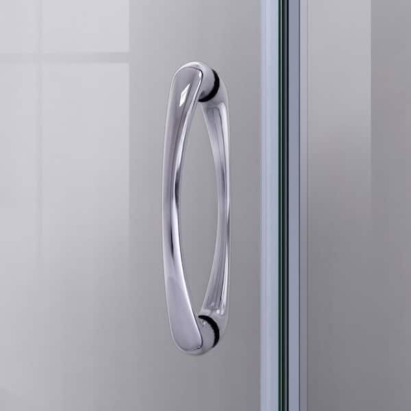 DreamLine - Prime 33 in. x 33 in. x 74.75 in. Sliding Semi Frameless Corner Shower Kit in Chrome with Base and Back Walls