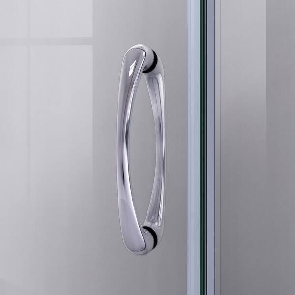 DreamLine - Prime 36 in. x 36 in. x 76.75 in. H Sliding Semi-Frameless Corner Shower Kit in Chrome with Base and Back Walls