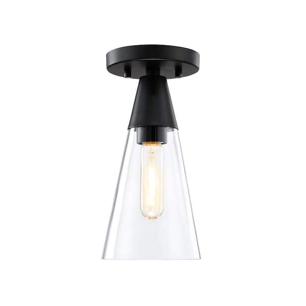 Designers Fountain Norro 5.5 in. 1-Light Matte Black Modern Flush Mount Light with Clear Glass Shade