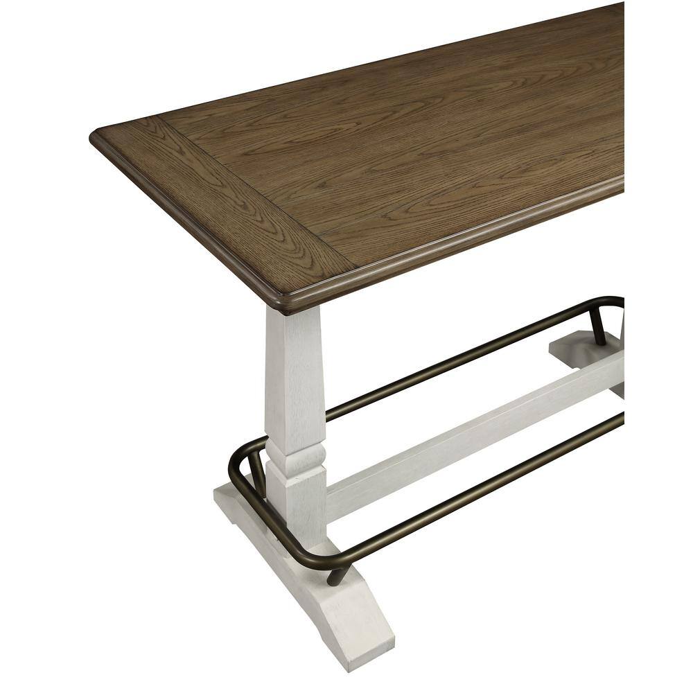 Ivory and Brown Wood Counter Height Farmhouse Gathering Table