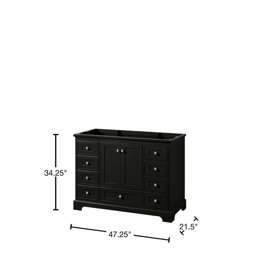 Deborah Dark Espresso 48" Single Freestanding Vanity Base with Polished Chrome Hardware