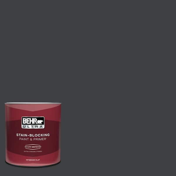 BEHR ULTRA 1 qt. Home Decorators Collection #HDC-MD-04 Totally Black Extra Durable Flat Interior Paint & Primer