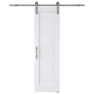 24 in. x 80 in. White 1-Panel Blank Solid Core Composite MDF Primed Sliding Barn Door with Hardware Kit Nickel Plated