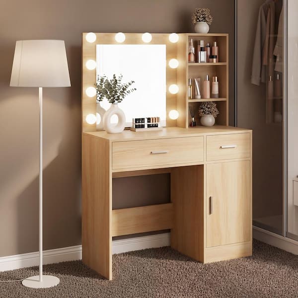 ドレッサー・鏡台 KARE Dressing Table Vanity 102x47cm JEAREY Natural Makeup Vanity Desk Wood Dressing Table With Mirrors