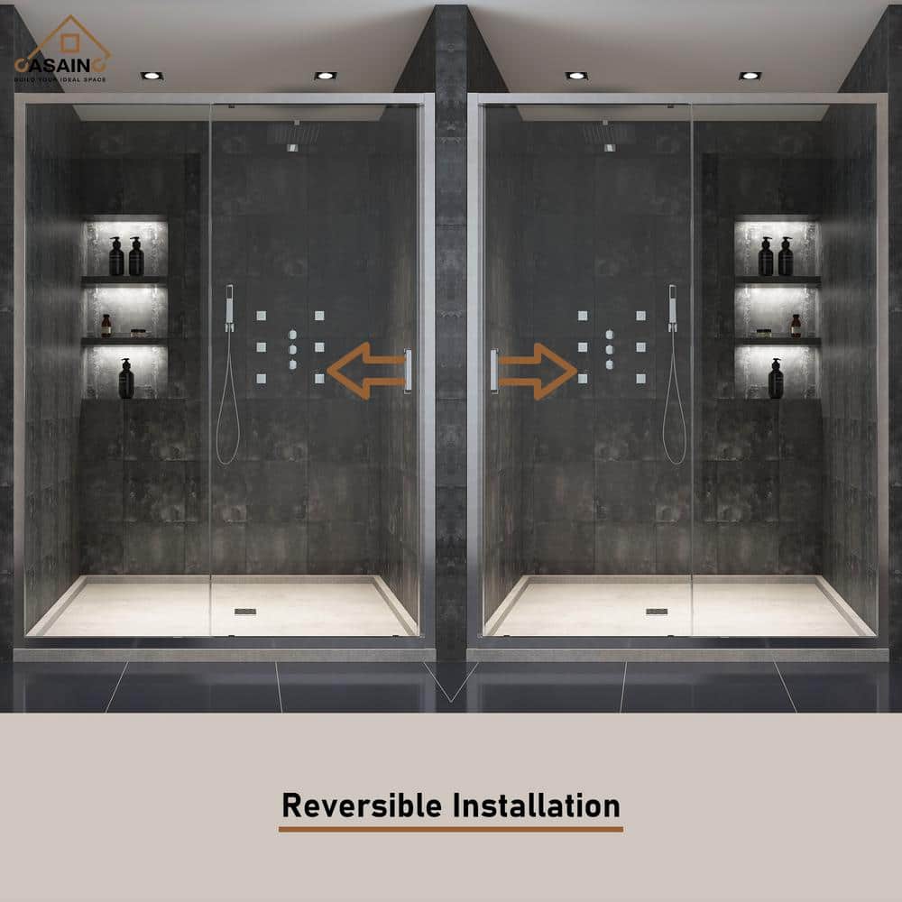 60" x 72" Brushed Nickel Framed Sliding Shower Door