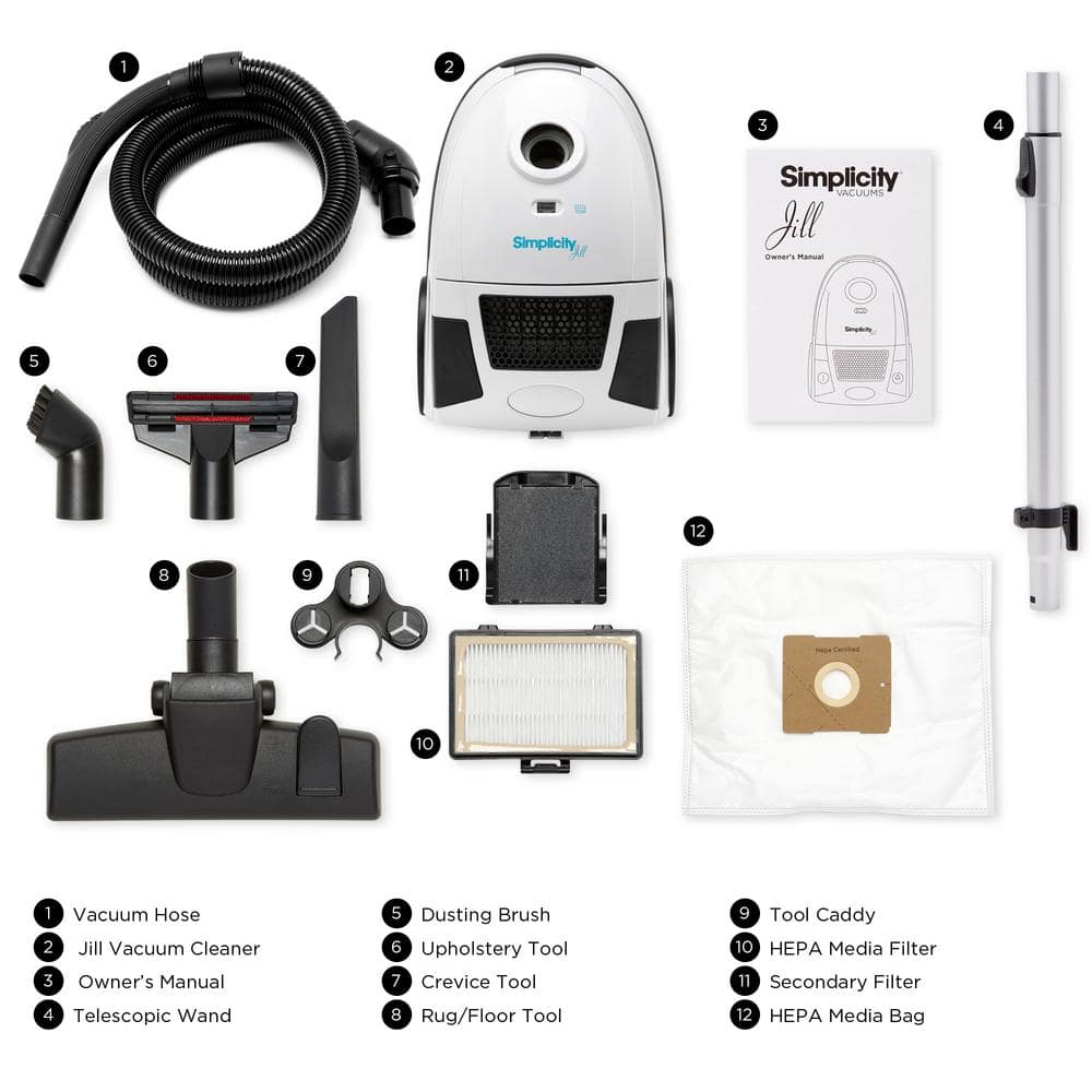 Compact White HEPA Filter Canister Vacuum Cleaner with Attachments