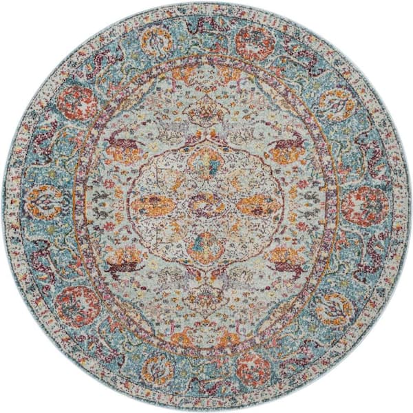 Unique Loom Baracoa Rumba Light Blue 6' 0 x 6' 0 Area Rug