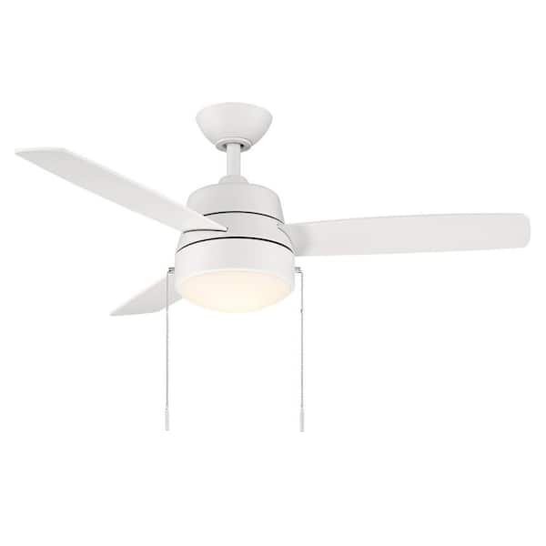 Hampton Bay Caprice 44 in. Integrated LED Indoor Matte White Ceiling Fan with Light Kit