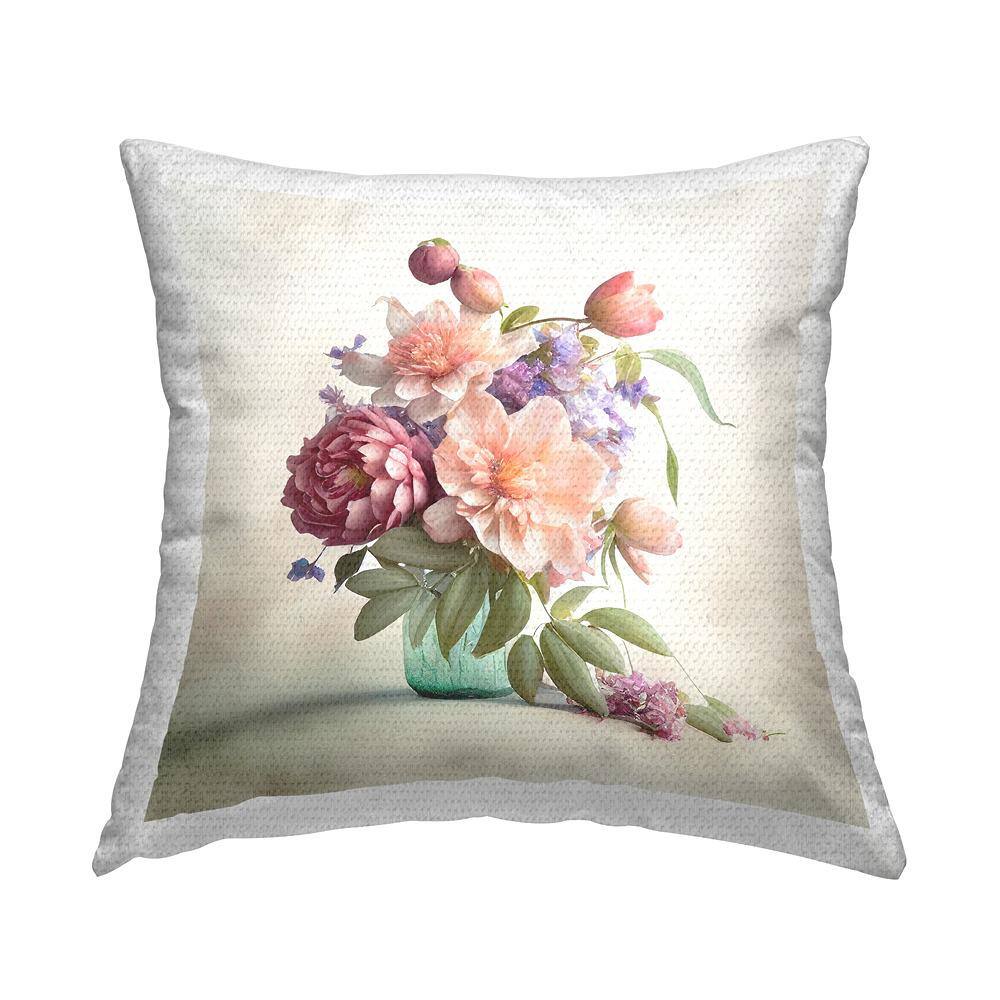 Various Pink Blooms Multi-Color Square Outdoor Throw Pillow price history on PriceWatchPro