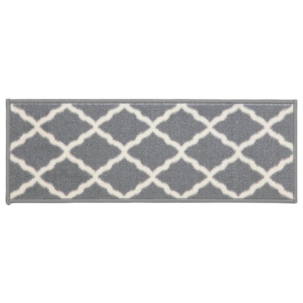 Ottomanson Glamour Collection Non-Slip Rubberback Trellis Design 8.5 in. x 26 in. Indoor Runner Rug, 14 Pack, Gray Trellis