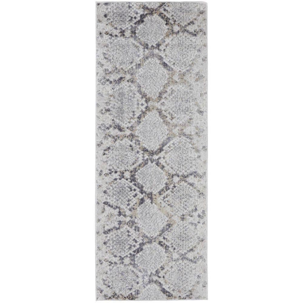 2 ft. x 10 ft. Gray, Silver Floral Runner Rug price history on PriceWatchPro