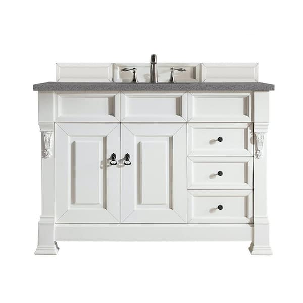 null Brookfield 48 in. W x 23.5 in. D x 34.3 in. H Vanity in Bright White with Silestone Quartz Top in Grey Expo
