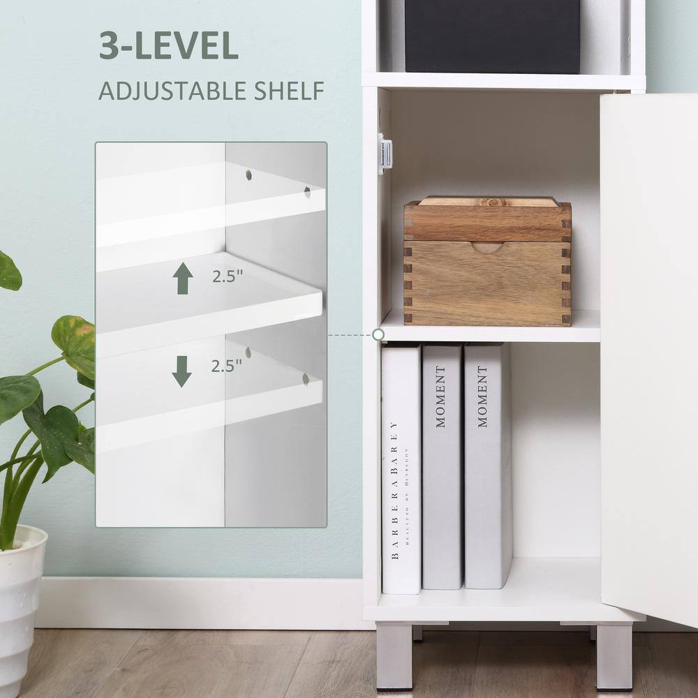White Tall Minimalist Storage Cabinet with Adjustable Shelving
