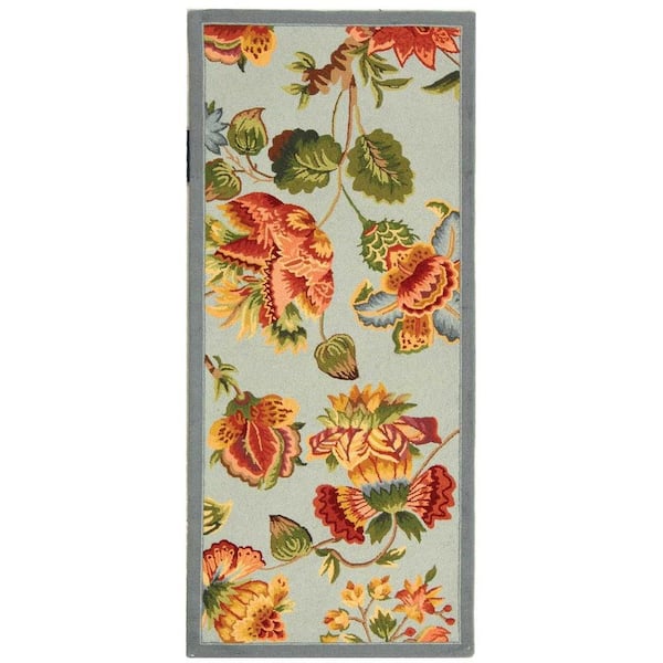 SAFAVIEH Chelsea Light Blue 3 ft. x 6 ft. Floral Gradient Solid Runner Rug