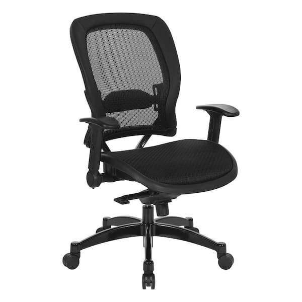 Space Seating Mesh Seat Adjustable Height, Swivel, Wheels, Tilt, Rolling Ergonomic Executive Chair in Black with Adjustable Arms