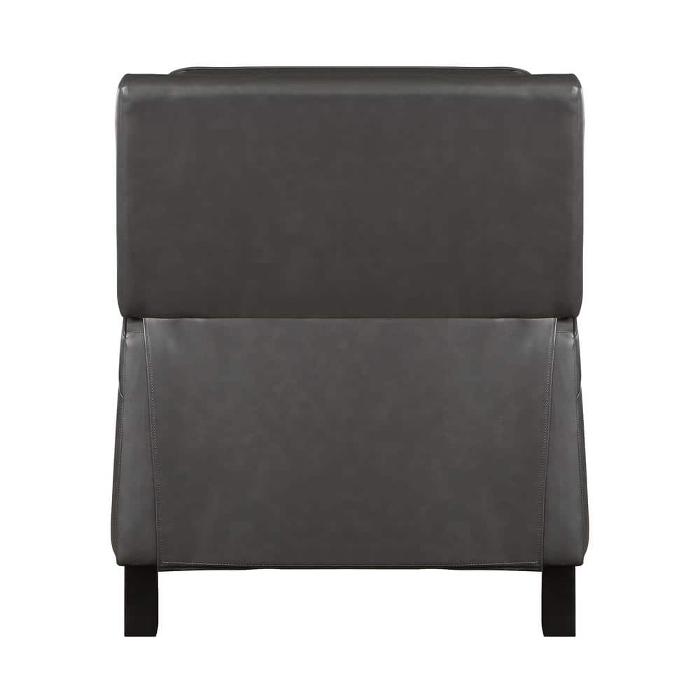 Gray Faux Leather Push Back Recliner with Nailhead Trim