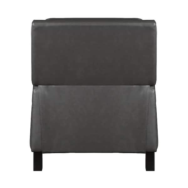 Lazzara Adele Gray Faux Leather Upholstered Push Back Standard