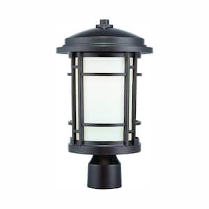 Barrister Burnished Bronze Cast Aluminum Line Voltage Outdoor Weather Resistant Post Light with Integrated LED