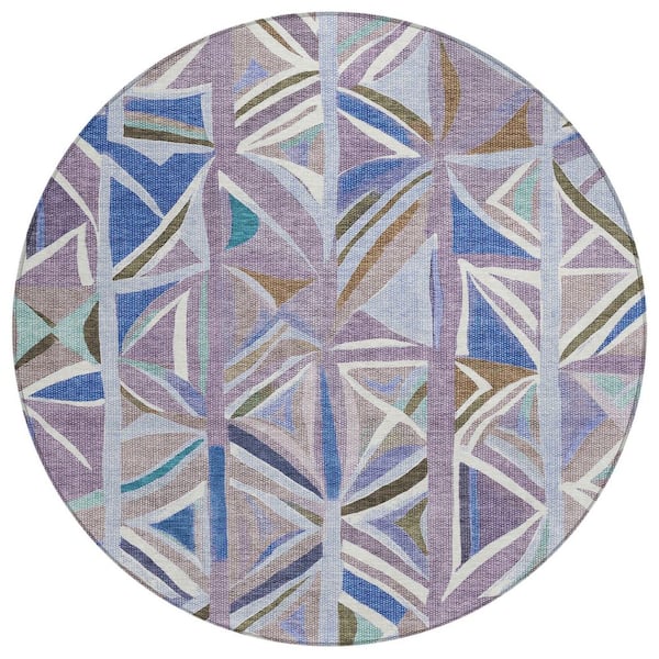 Chantille Machine Washable Indoor/Outdoor Abstract ACN2253 Lavender 8 ft. x 8 ft. Area Rug