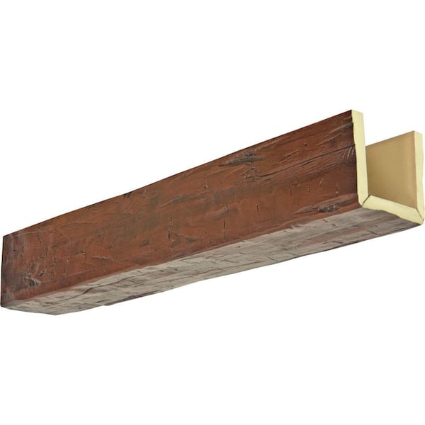 Ekena Millwork 6 in. x 10 in. x 16 ft. 3-Sided (U-Beam) Hand Hewn Premium Mahogany Faux Wood Ceiling Beam