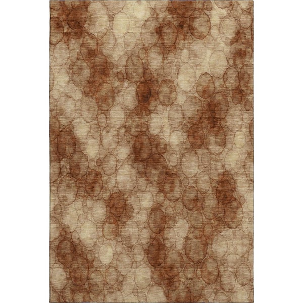 Mayfield Premium Machine Washable Abstract AMF2424 Paprika 9 ft. x 12 ft. Area Rug