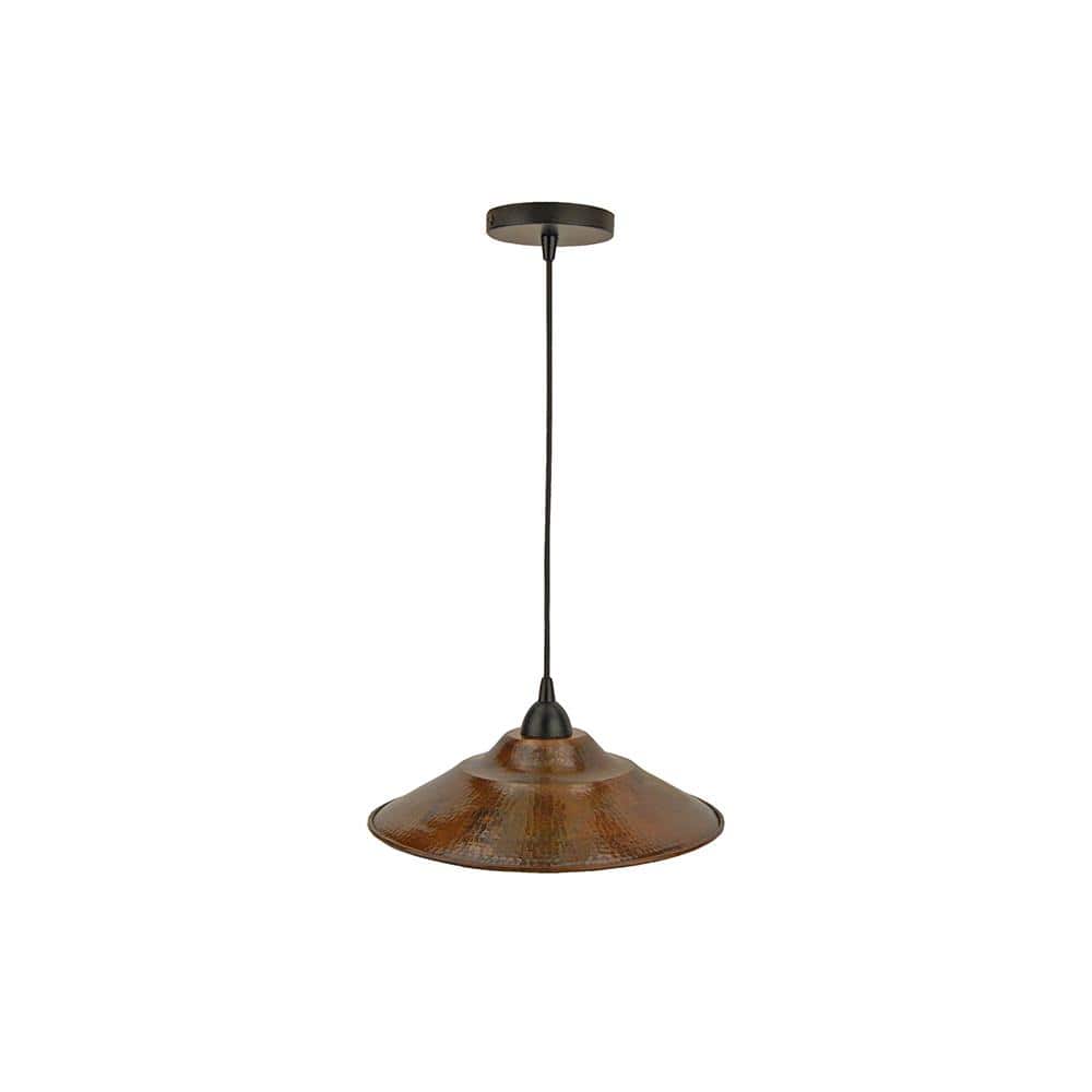 Lustrous Bronze Matte Black 13" Hand Hammered Copper Pendant Light