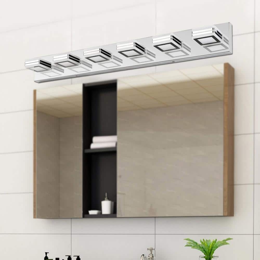Reviews for Sunpez 38.98 in. W 6-Lights Chrome LED Vanity Lights for Mirror Bathroom Light Over ...