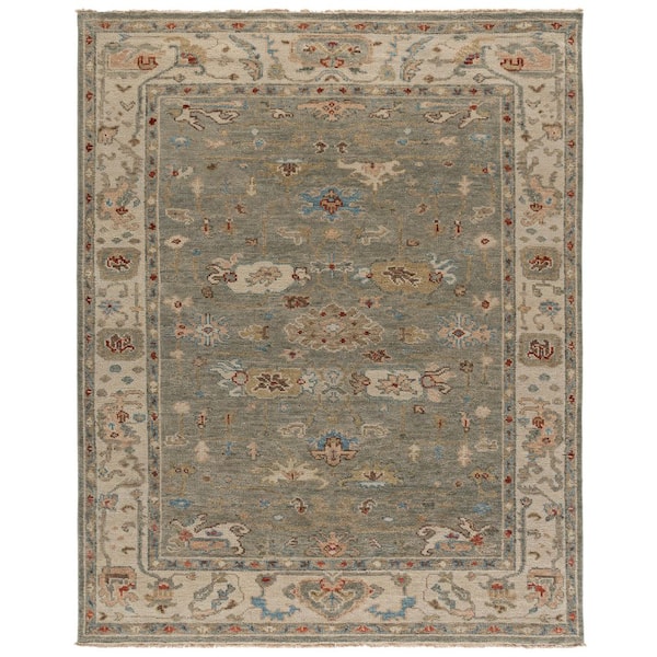 Samarkand 9 ft. x 12 ft. Gray/Ivory Traditional Oriental Area Rug