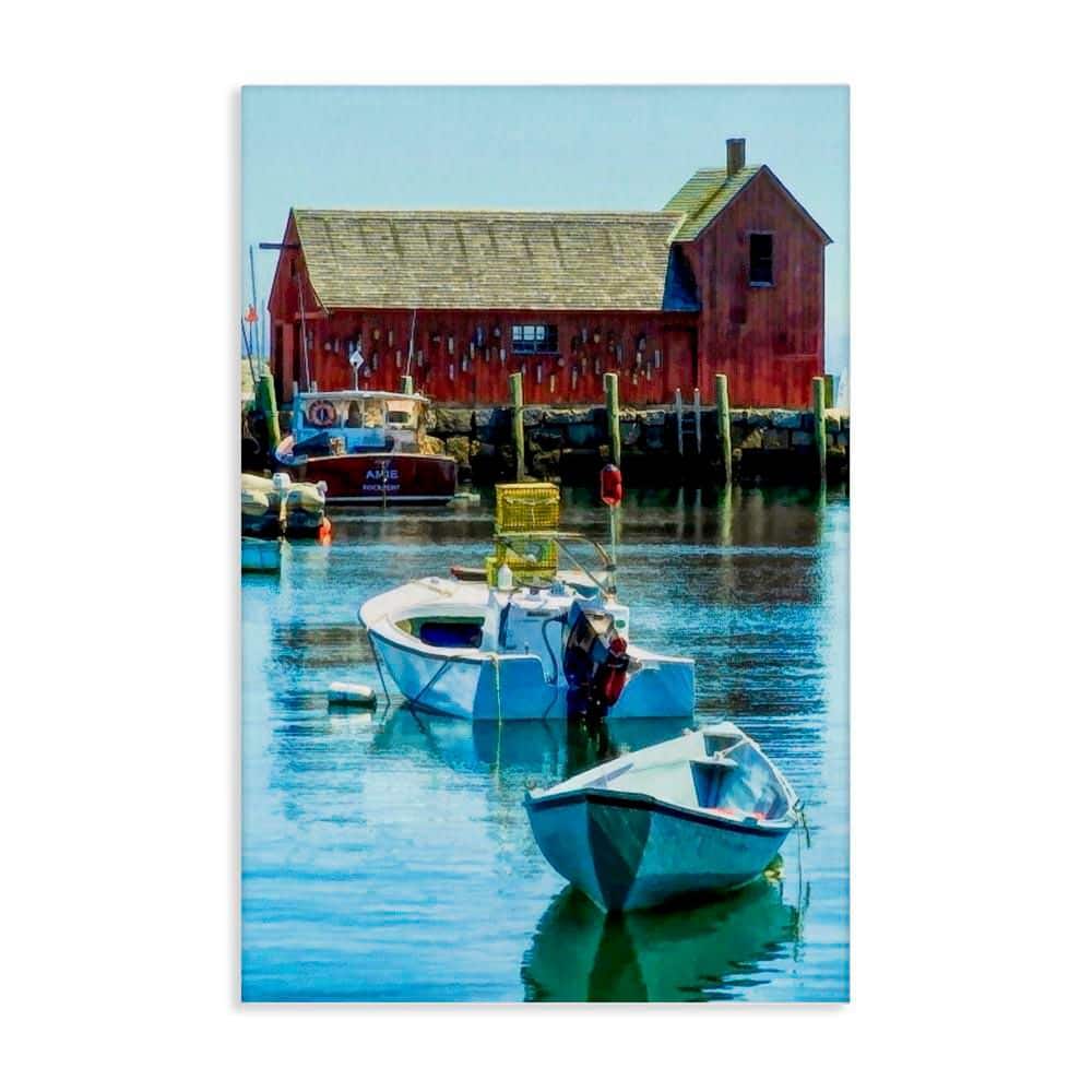 Tranquil Boat Harbor by Graffi tee Studios Unframed Nature Graphic Art Print 36 in. x 24 in. price history on PriceWatchPro