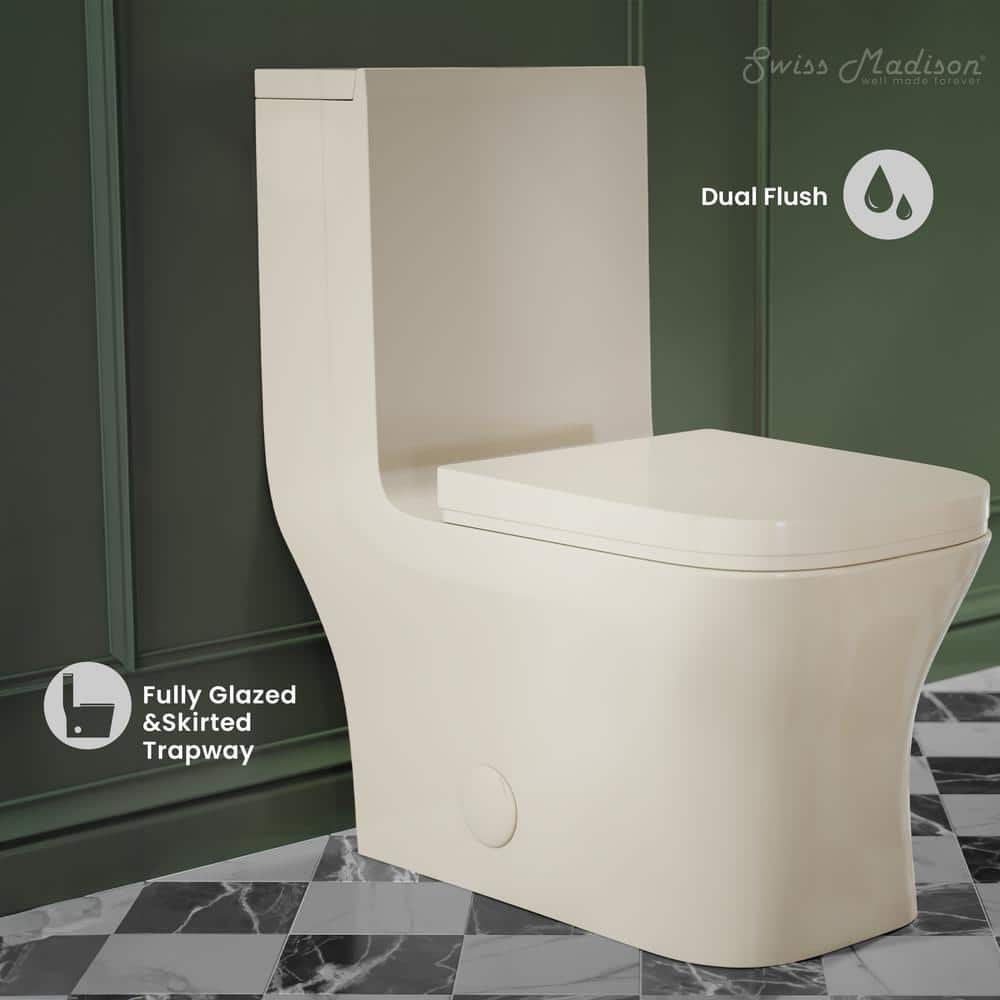 Concorde Bisque Square High-Efficiency Dual-Flush Toilet