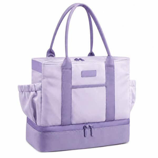 Purple Insulated Lunch Bag with Triple Compartments, Bottle Holder, Leakproof, Adjustable Strap, 16L