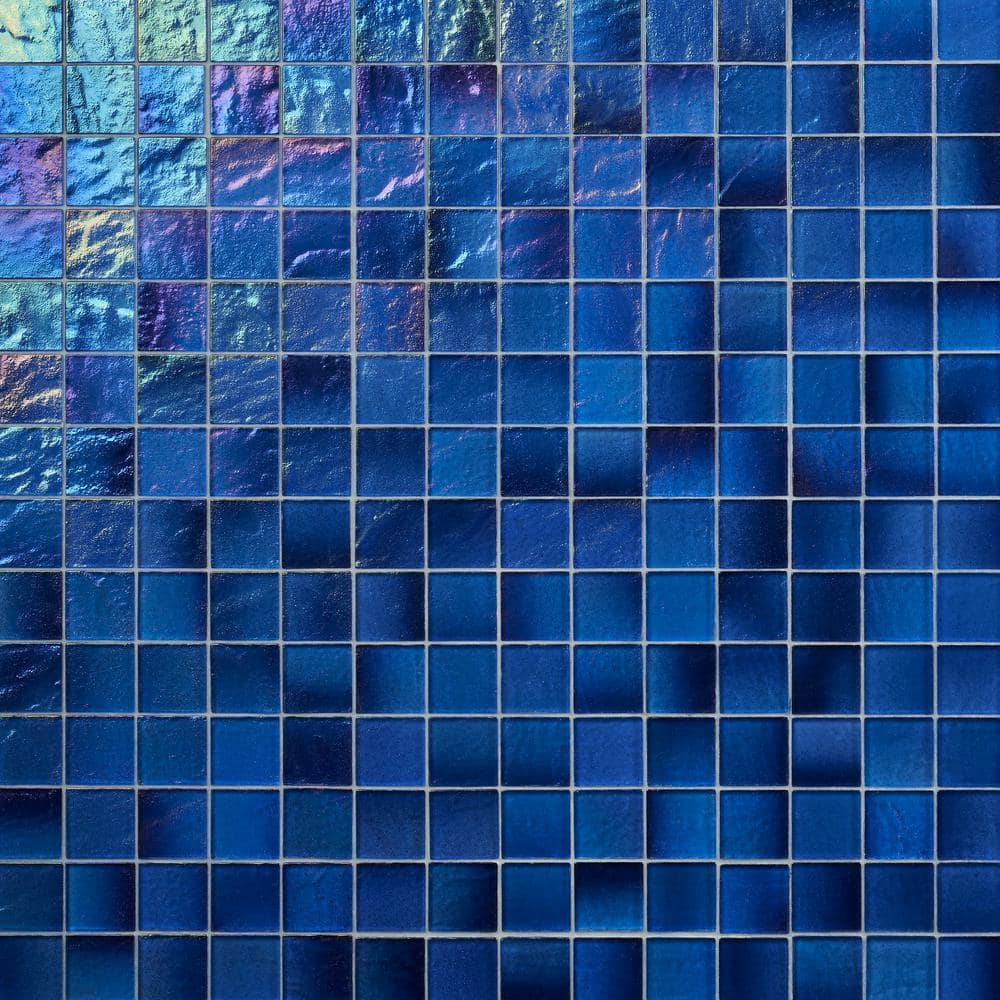 Shallows Polished Dark Blue Glass Mosaic Wall Tile