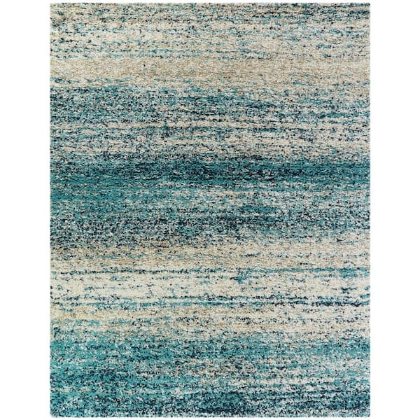 BALTA Eastleigh Teal 5 ft. x 7 ft. Abstract Shag Area Rug