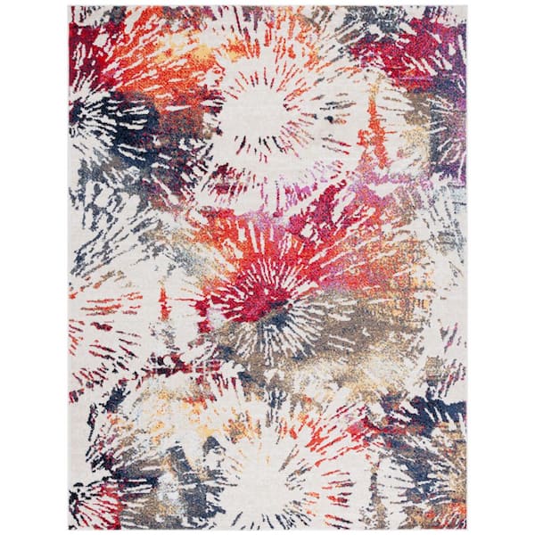 SAFAVIEH Adirondack Ivory/Fuchsia Gold 8 ft. x 10 ft. Eclectic Splatter Area Rug