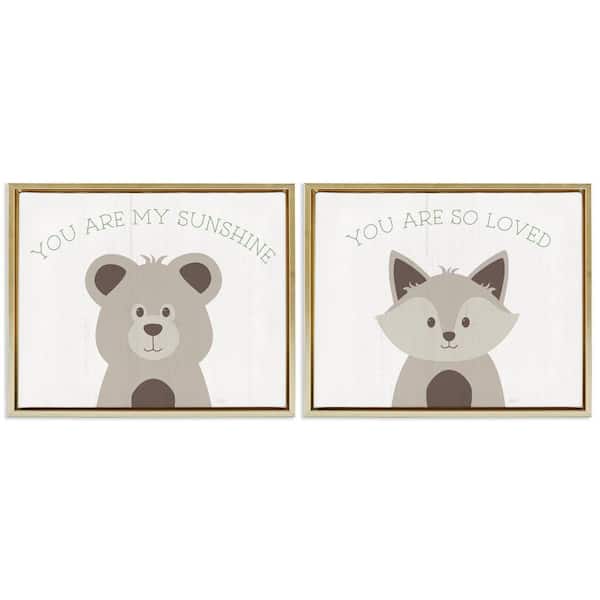 Stupell Industries Uplifting Kid's Animal Quotes by Natalie Carpentieri 2 Piece Gold Floater Frame Animal Graphic Art Print 17 in. x 21 in.