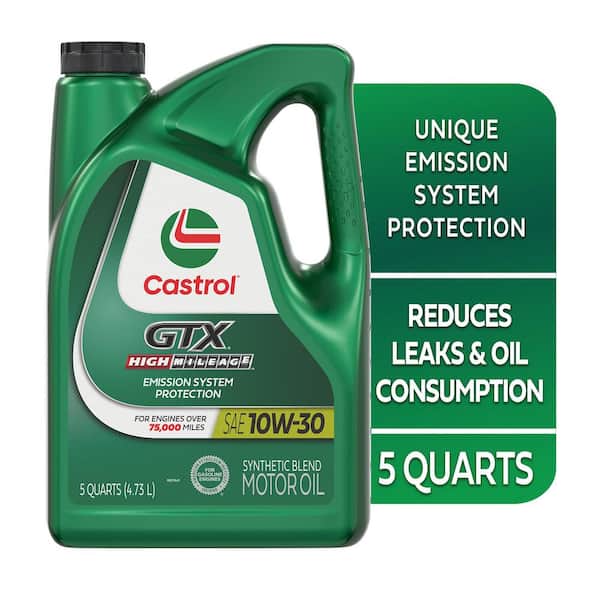 CASTROL GTX High Mileage 10W-30 Synthetic Blend Motor Oil, 5-qt