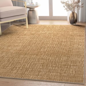 Yellow 5 ft. 3 in. x 7 ft. 3 in. Abstract Nightscape Modern Geometric Flat-Weave Area Rug